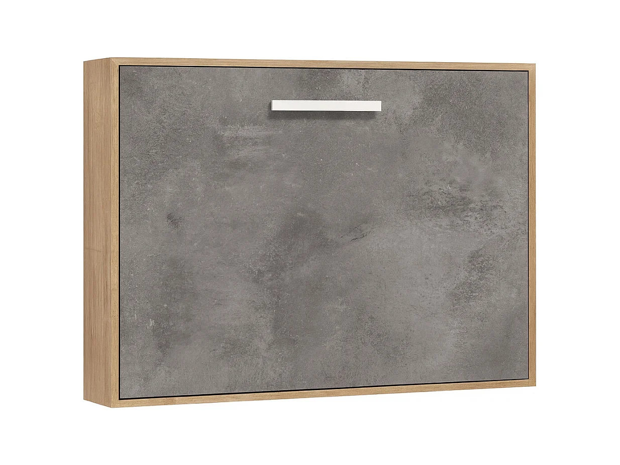 Horizontaal opklapbed 140x190 Optima-Zonder matras-Slapen -Bekisting Licht eiken-Facade Cementgrijs