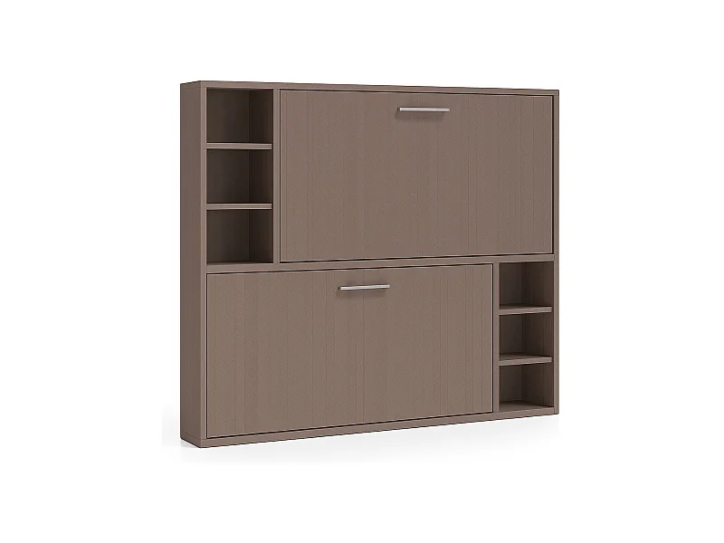 Horizontaal stapelbed voor 2 personen 80x200 met planken Binka-Zonder matras-Slapen 80x190cm-Bekisting Bruin eiken-Facade Bruin eiken