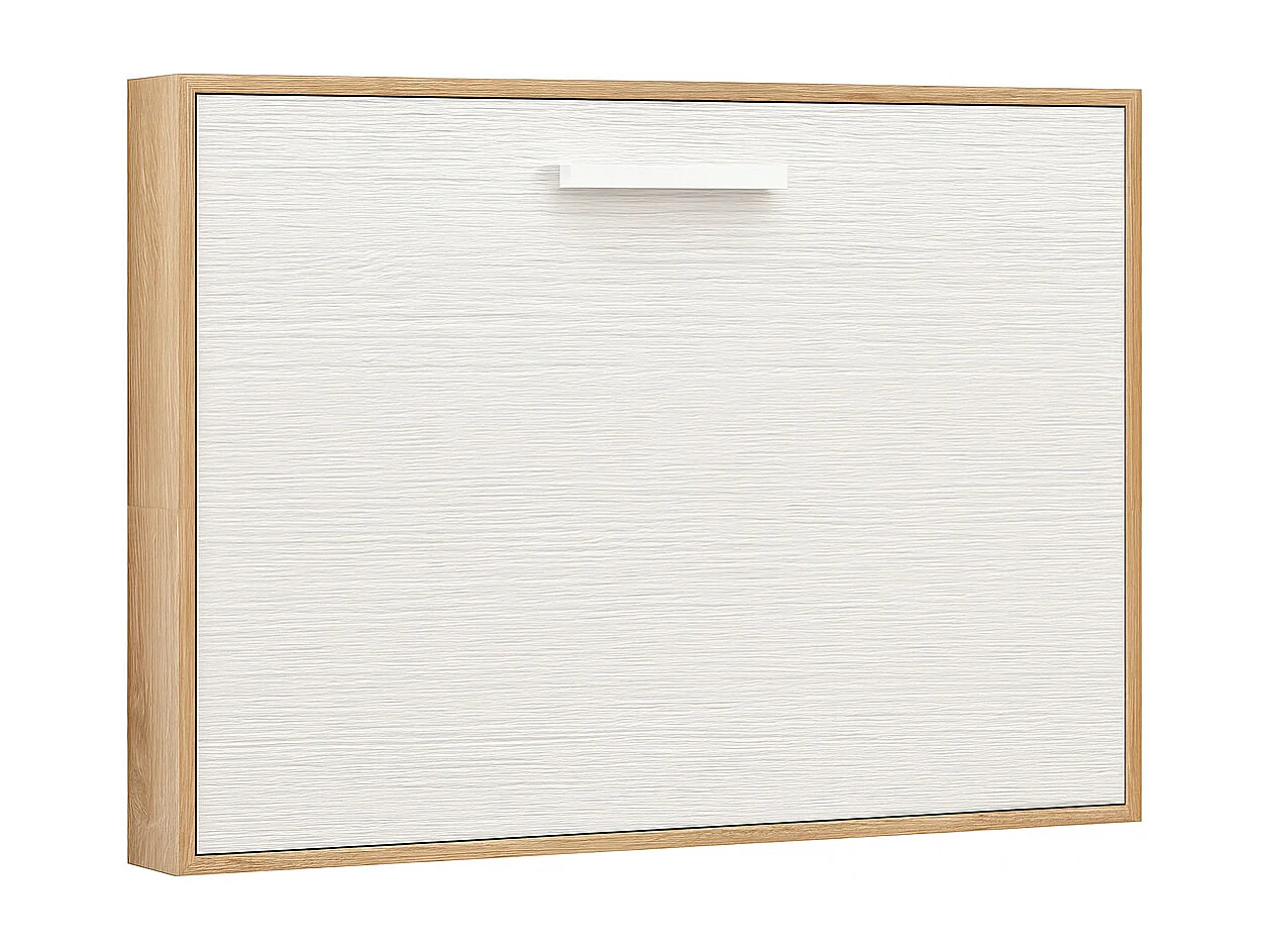 Lit escamotable horizontal OPTIMA-160x200-Cadre Chêne clair-Façade Chêne blanc
