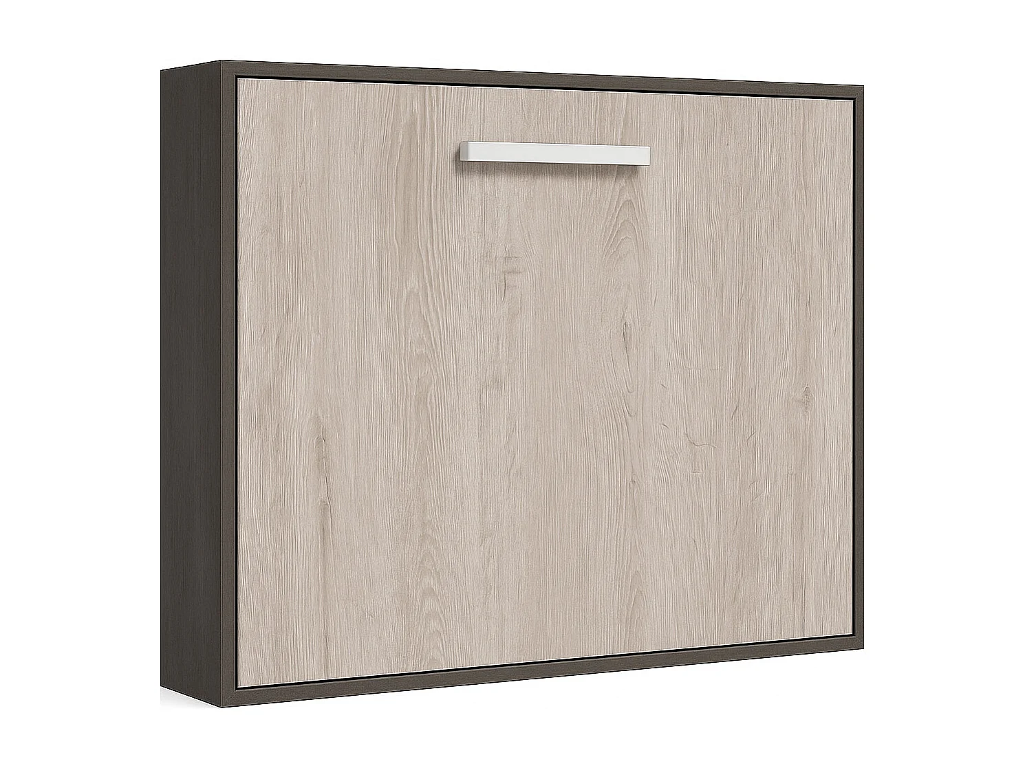 Lit escamotable horizontal OPTIMA-90x190-Cadre Anthracite-Façade Chêne gris