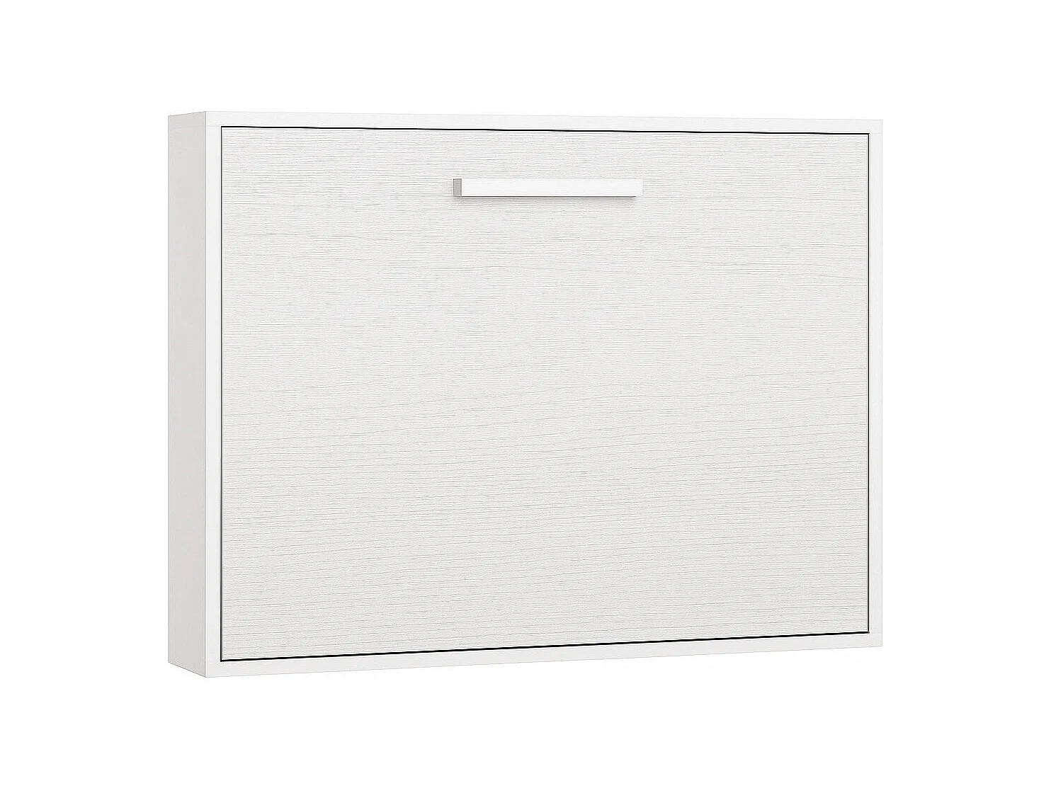 Lit escamotable horizontal OPTIMA-Avec matelas-90x190-Cadre Gris ciment-Façade Chêne clair