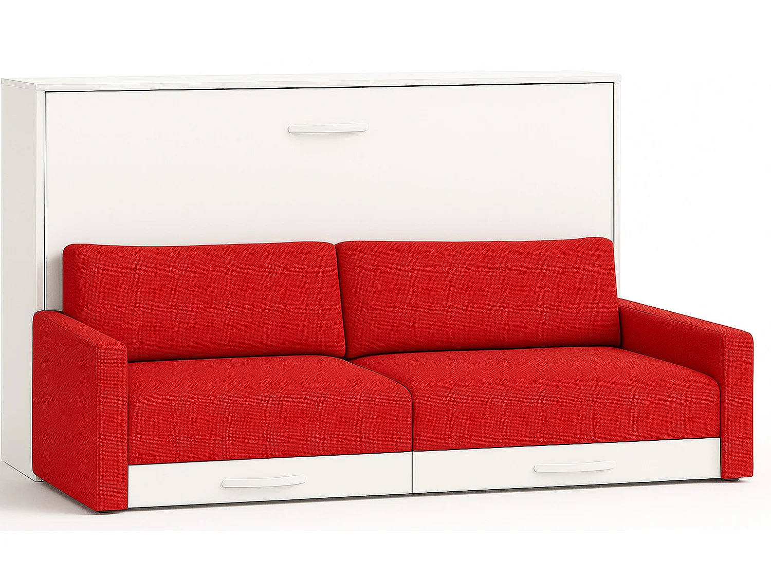 Lit escamotable horizontal avec canapé VETAL-105x190-Canapé Orange-Structure Blanche