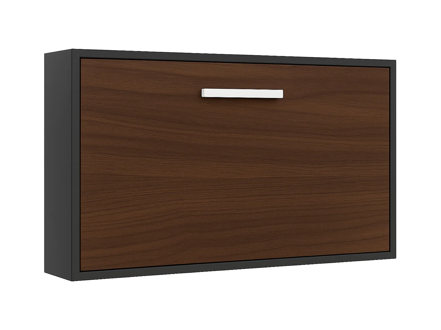 Cama abatible horizontal 140x190 Optima-Ropa de cama -Encofrado Gris antracita-Frente Nogal