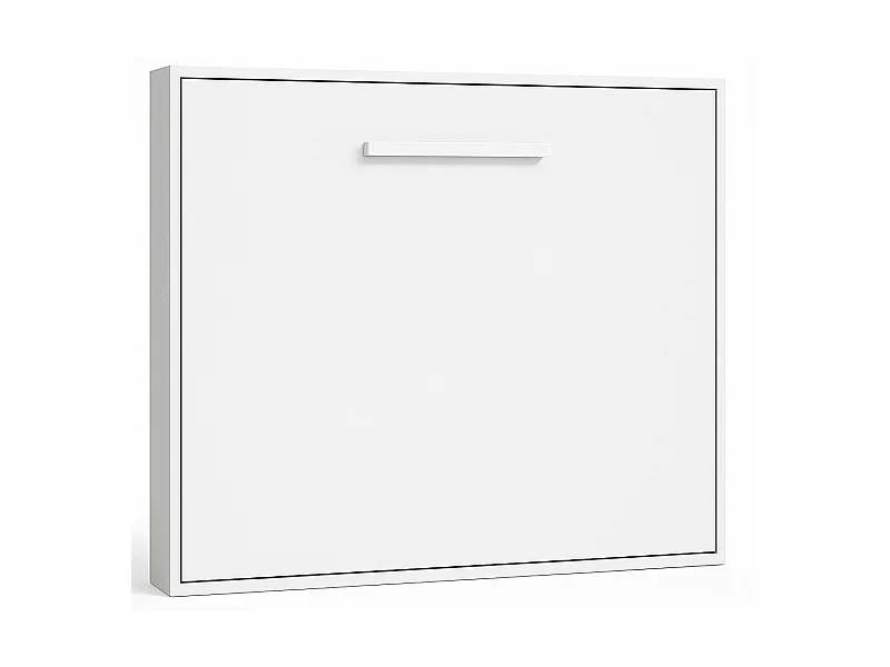 Lit escamotable horizontal OPTIMA-140x180-Cadre Blanc-Façade Blanche