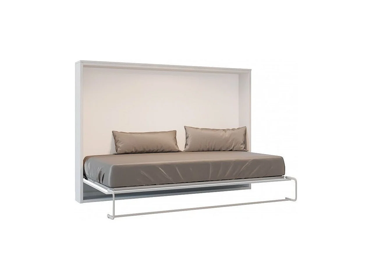 Lit escamotable horizontal OPTIMA-160x200-Cadre Chêne clair-Façade Blanche