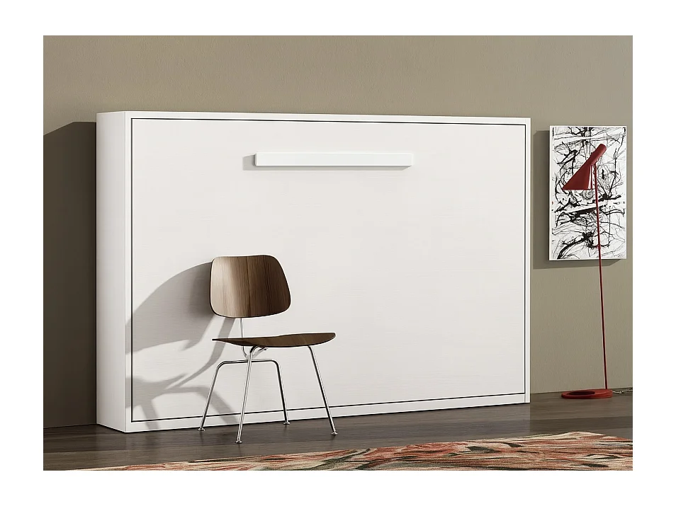 Cama abatible horizontal 140x190 Optima-Ropa de cama -Encofrado Fresno 3D-Frente Fresno 3D