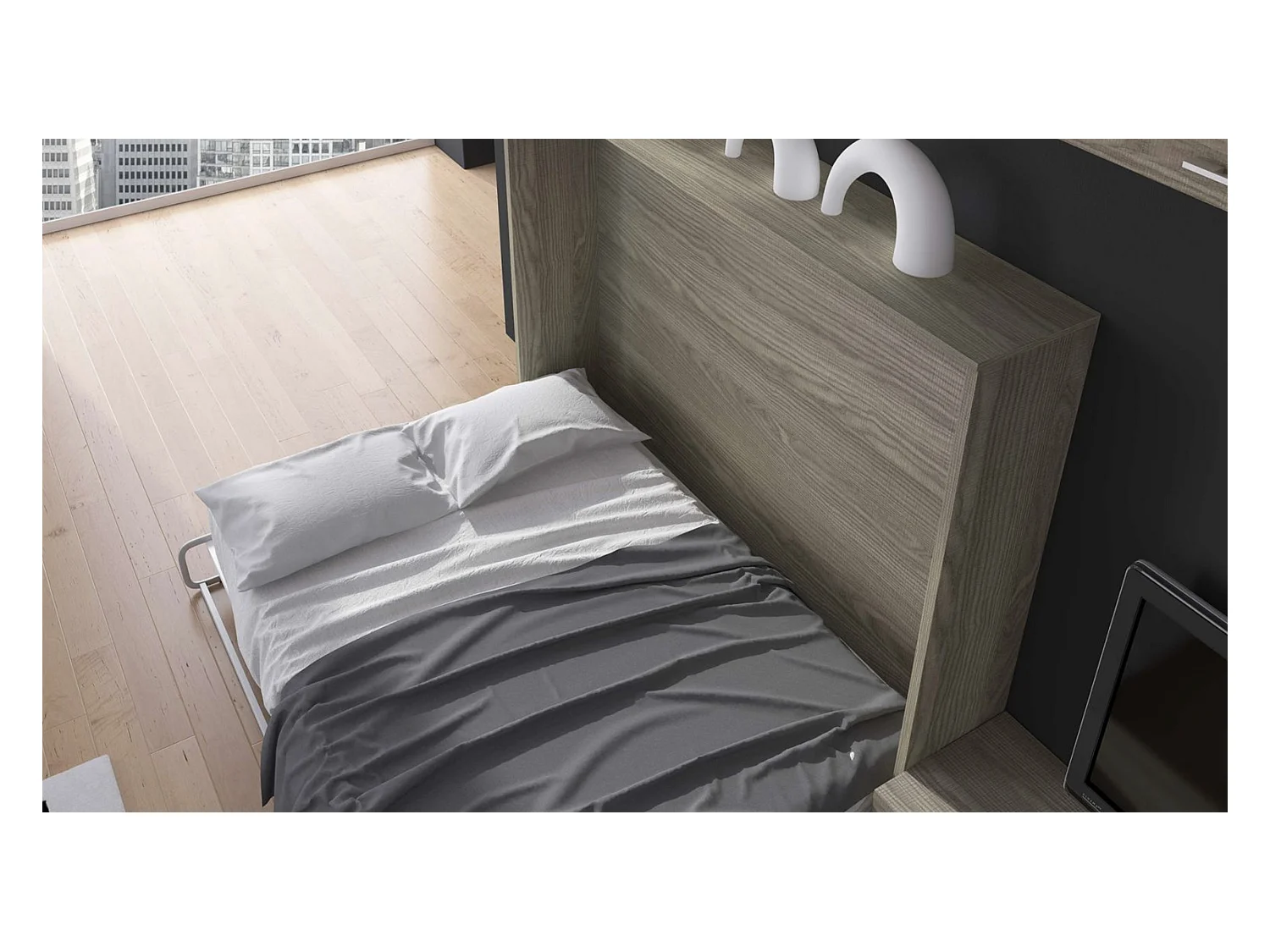 Klika horizontaal opklapbed 90x190-Zonder matras-Bekisting Koolstof-Facade Koolstof