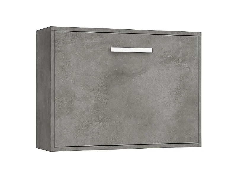 Lit escamotable horizontal OPTIMA-Avec matelas-120x180-Cadre Gris ciment-Façade Gris ciment