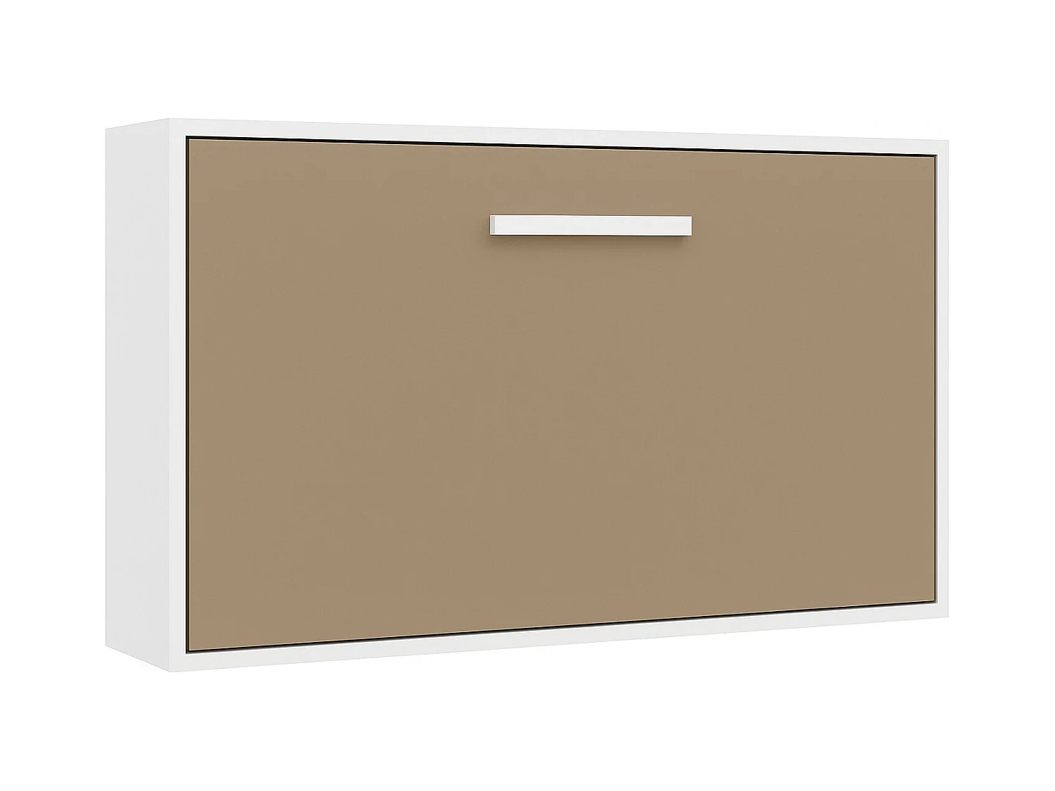 Cama abatible horizontal 140x190 Optima-Con colchón-Ropa de cama -Encofrado Blanco-Frente Topo