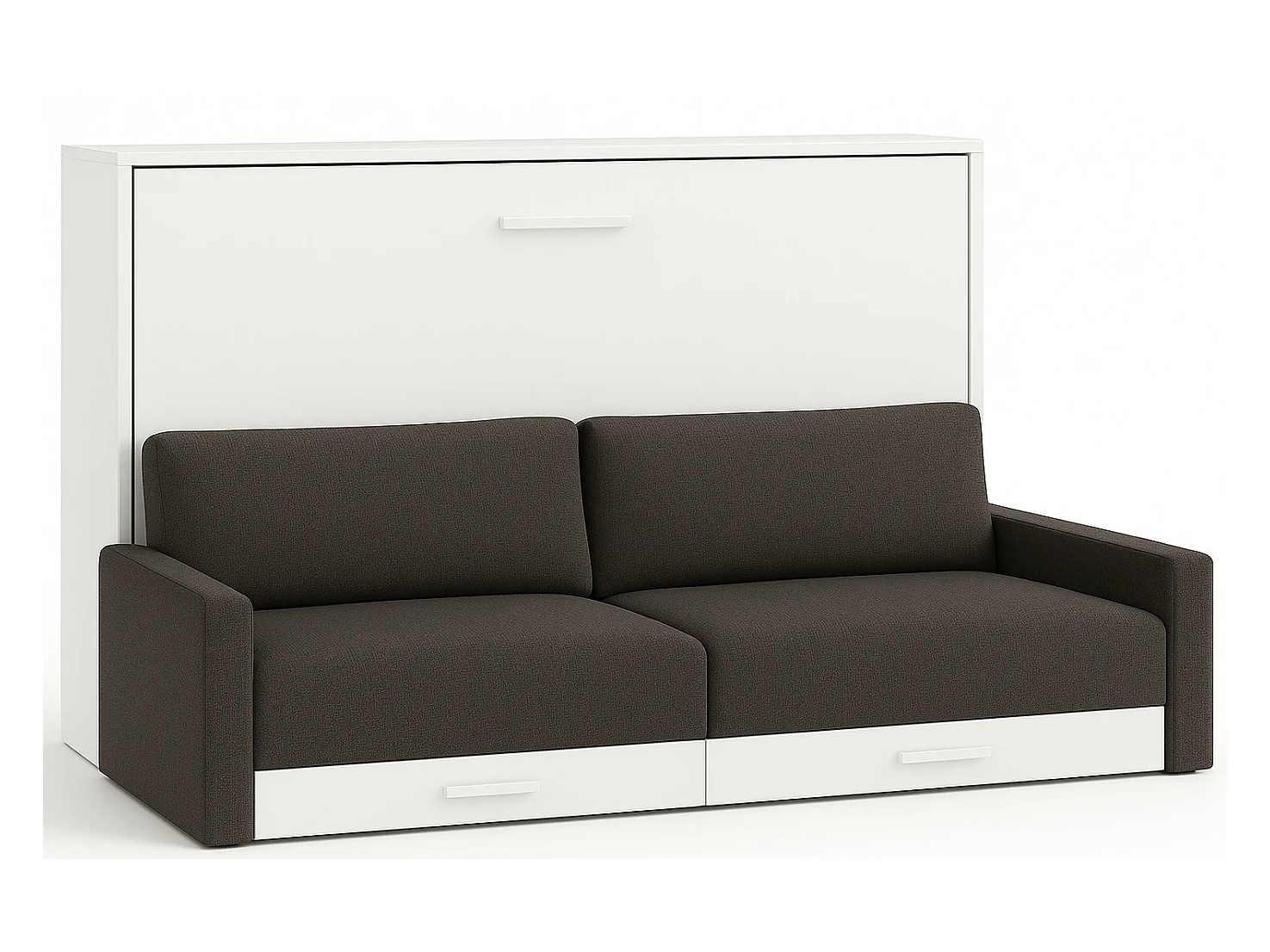 Lit escamotable horizontal avec canapé VETAL-120x190-Canapé Gris foncé-Structure Blanche