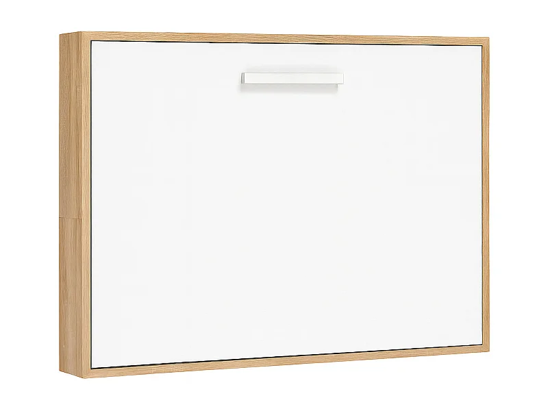 Cama abatible horizontal 140x190 Optima-Ropa de cama 150x200 cm-Encofrado Roble claro-Frente Blanche