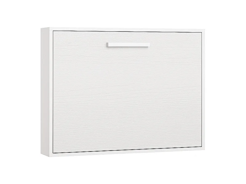 Lit escamotable horizontal OPTIMA-80x190-Cadre Blanc-Façade Noyer