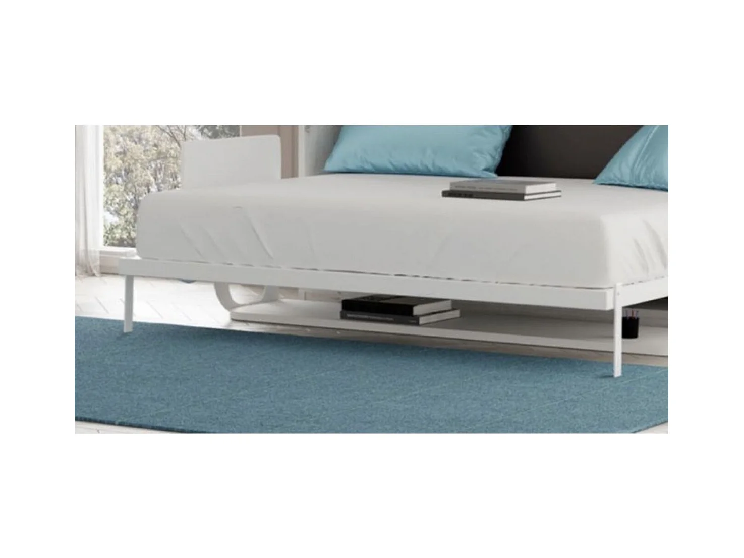 2 uitschuifbare bedden 140x190 met bureau en centrale Studante-plank-Facade Witte eik