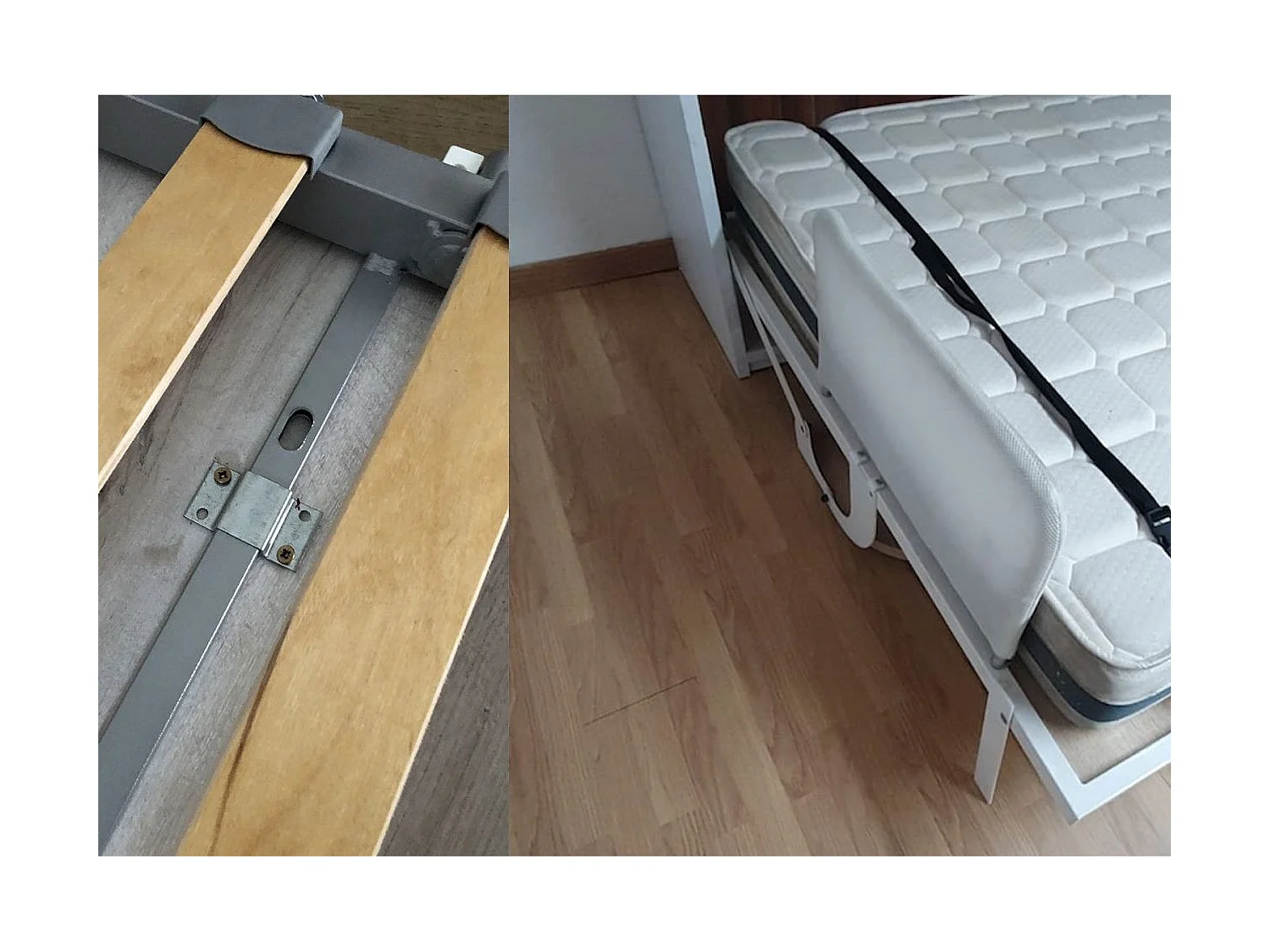 Lit escamotable horizontal OPTIMA-140x200-Cadre Blanc-Façade Chêne clair