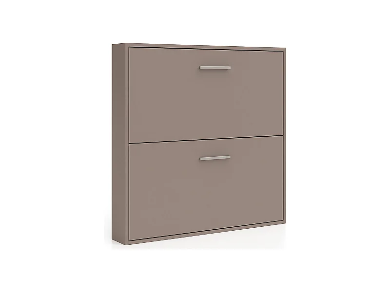 Lit escamotable superposé Sophia-2 matelas-80x180-Encadrement Taupe-Façade Taupe
