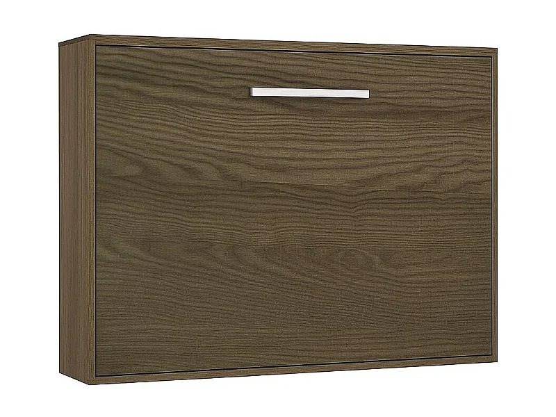 Cama abatible horizontal 140x190 Optima-Con colchón-Ropa de cama 150x200 cm-Encofrado Fresno 3D-Frente Fresno 3D