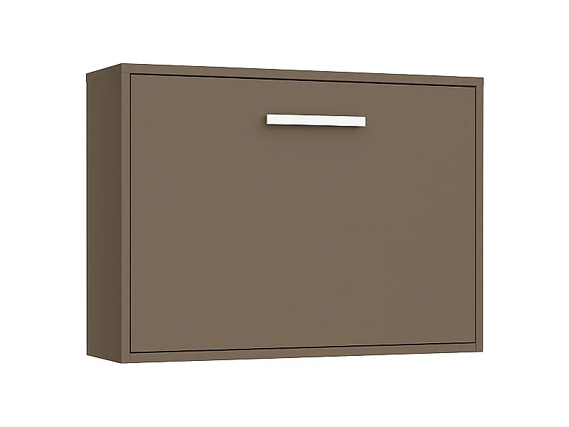 Lit escamotable horizontal OPTIMA-Avec matelas-90x190-Cadre Marron taupe-Façade Marron taupe