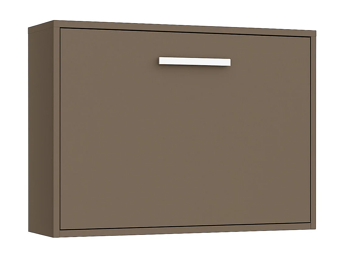 Lit escamotable horizontal OPTIMA-Avec matelas-90x190-Cadre Marron taupe-Façade Marron taupe