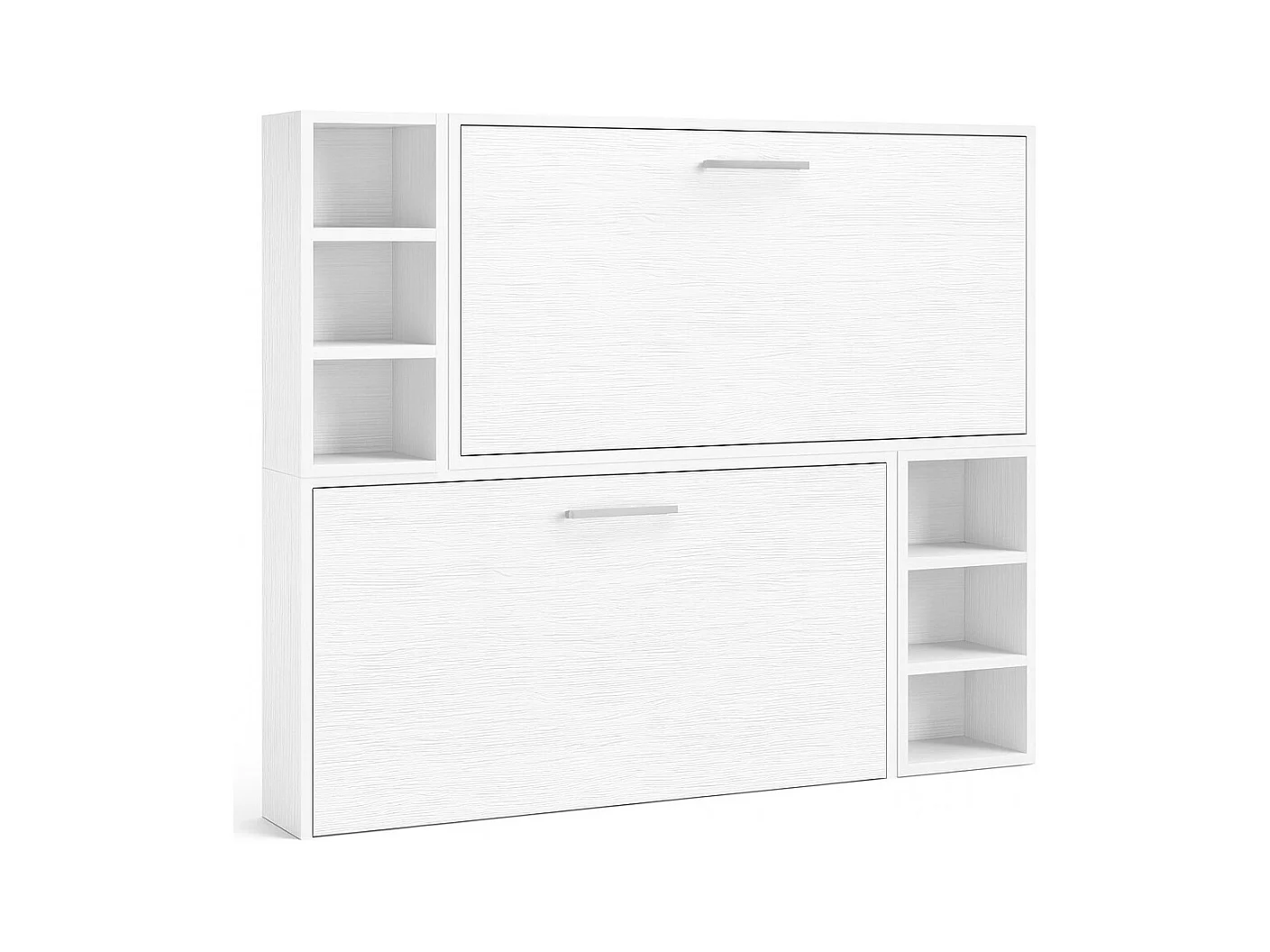 Horizontaal stapelbed voor 2 personen 80x200 met planken Binka-2 matrassen-Slapen 80x190cm-Bekisting Witte eik-Facade Witte eik