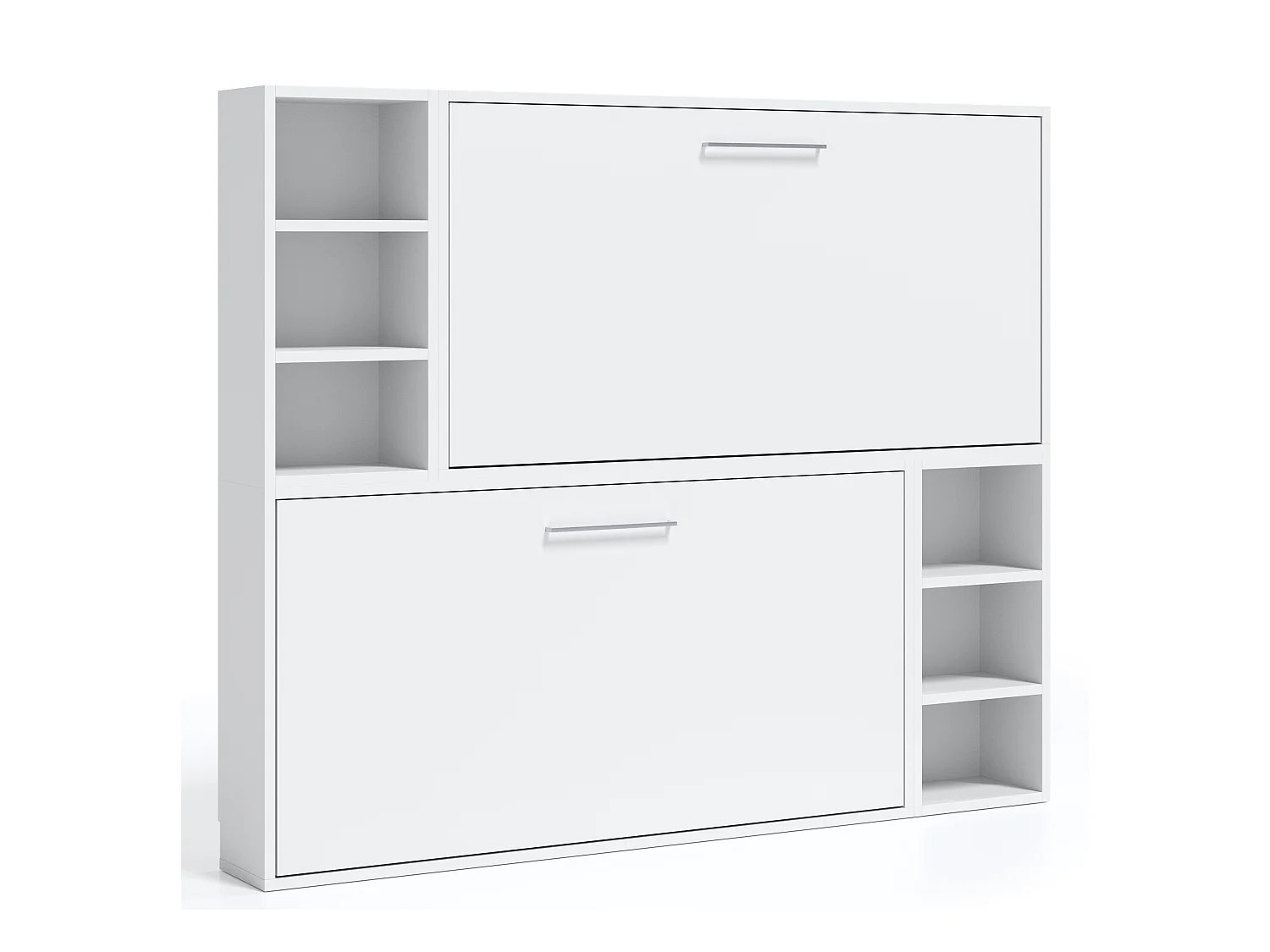 Horizontaal stapelbed voor 2 personen 80x200 met planken Binka-Zonder matras-Slapen 80x200cm-Bekisting Wit-Facade Wit