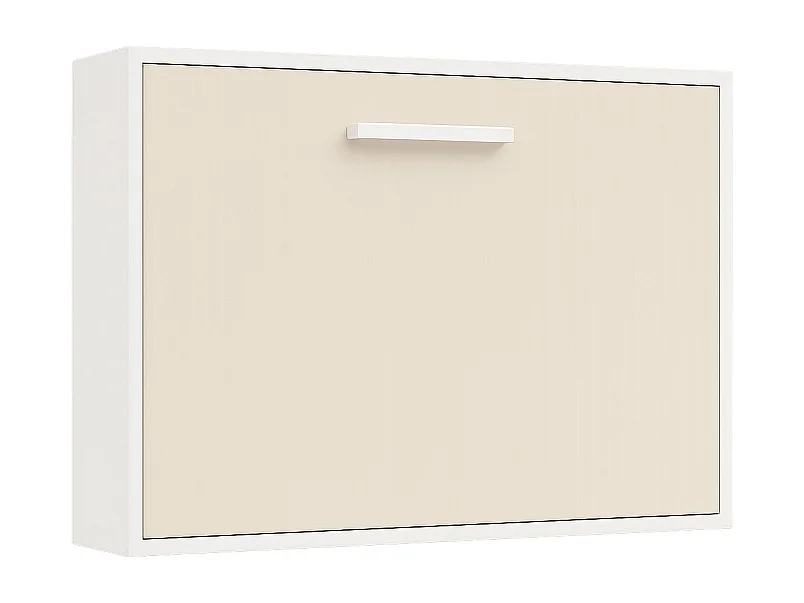 Cama abatible horizontal 140x190 Optima-Ropa de cama 140x190 cm-Encofrado Blanco-Frente Nogal