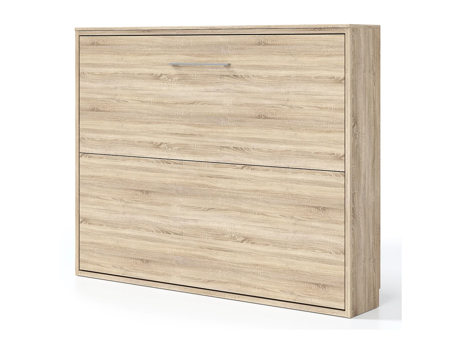 Lit escamotable horizontal 90x190 KLIKA-Encadrement Chêne clair-Façade Chêne clair