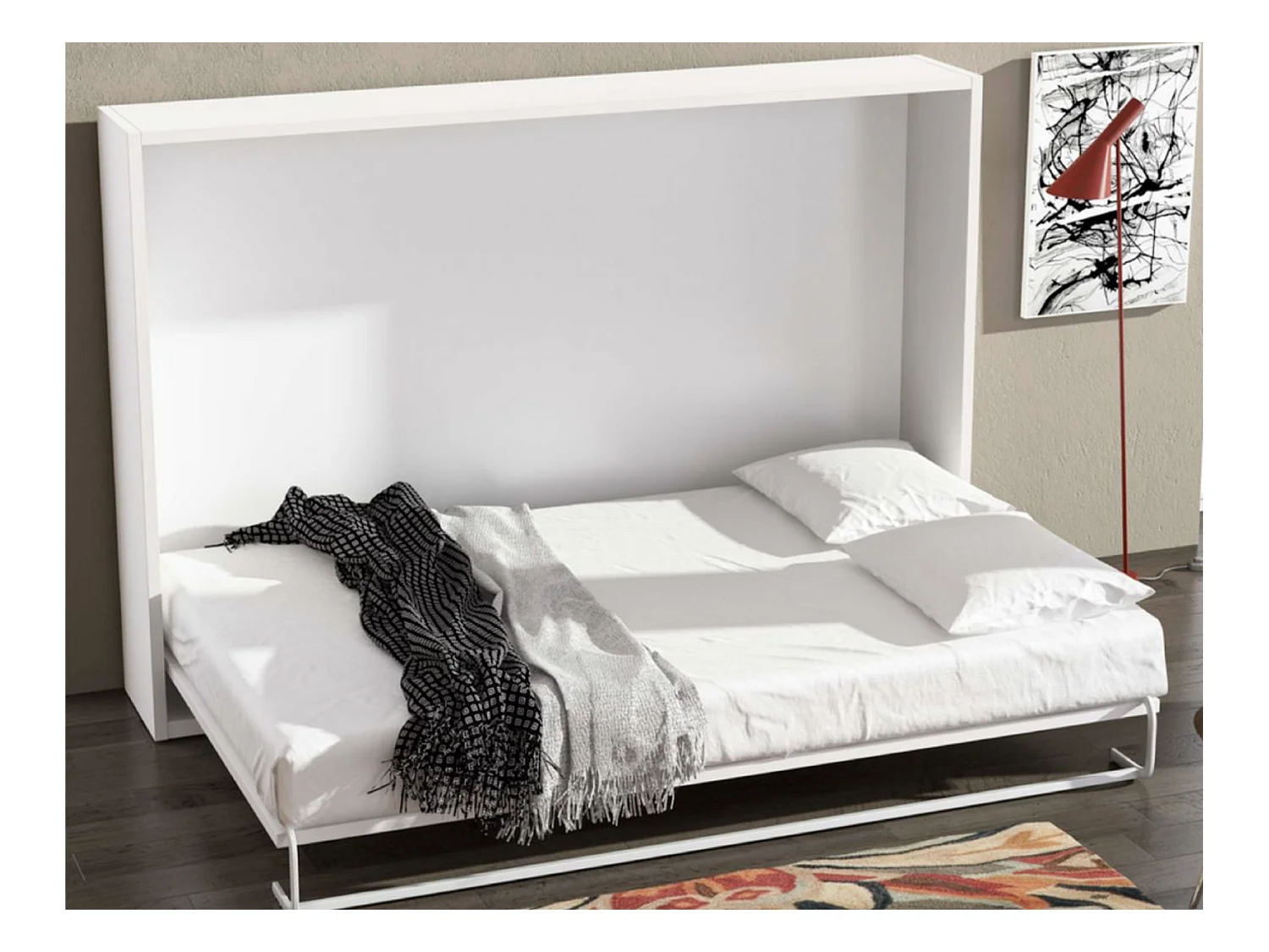 Klika horizontaal opklapbed 160x200 cm-Matras van schuimrubber van 18 cm-Bekisting Licht eiken-Facade Licht eiken