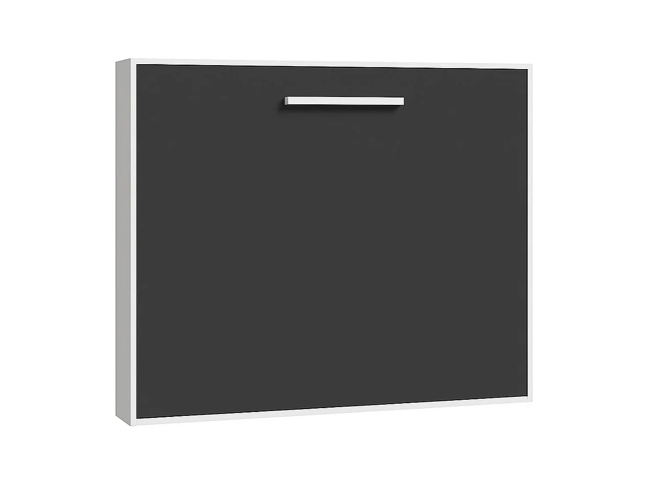 Lit escamotable horizontal OPTIMA-150x200-Cadre Blanc-Façade Anthracite