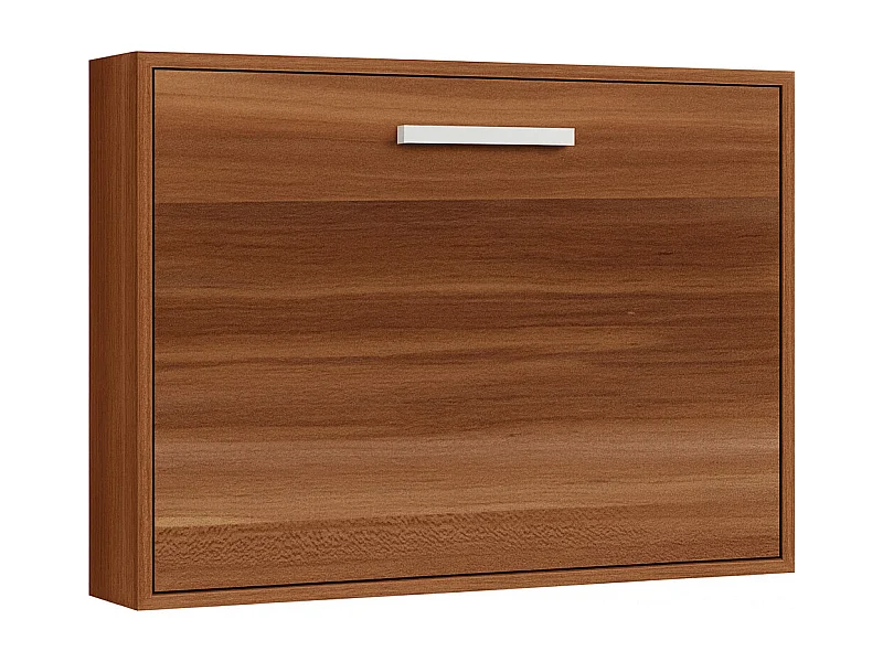 Cama abatible horizontal 140x190 Optima-Con colchón-Ropa de cama 140x200 cm-Encofrado Nogal-Frente Nogal