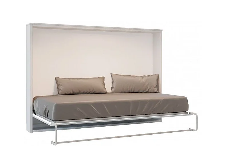 Horizontaal opklapbed 140x190 Optima-Matras van schuimrubber van 18 cm-Slapen 140x200cm-Bekisting Okkernoot-Facade Okkernoot