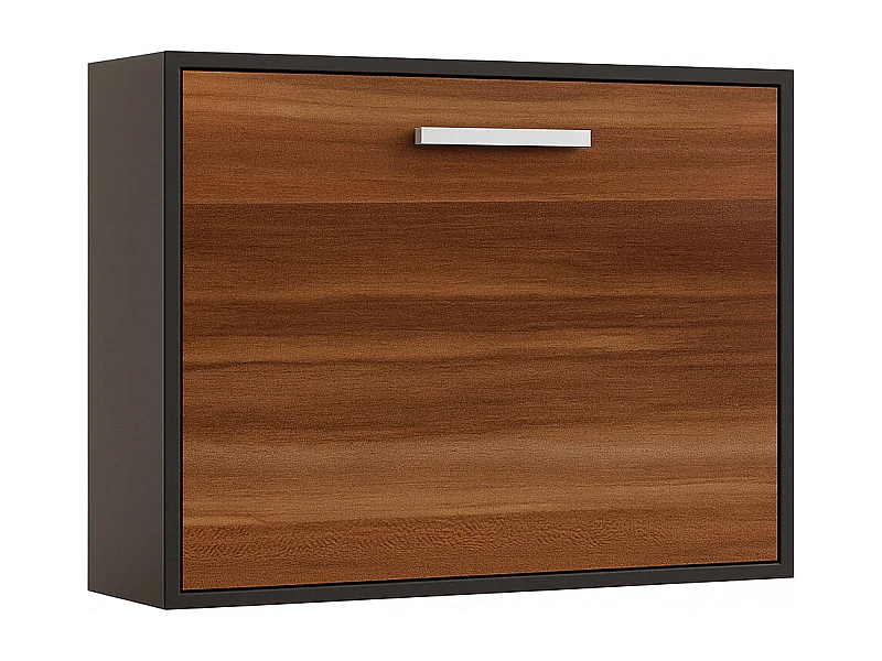 Lit escamotable horizontal OPTIMA-160x200-Cadre Anthracite-Façade Noyer