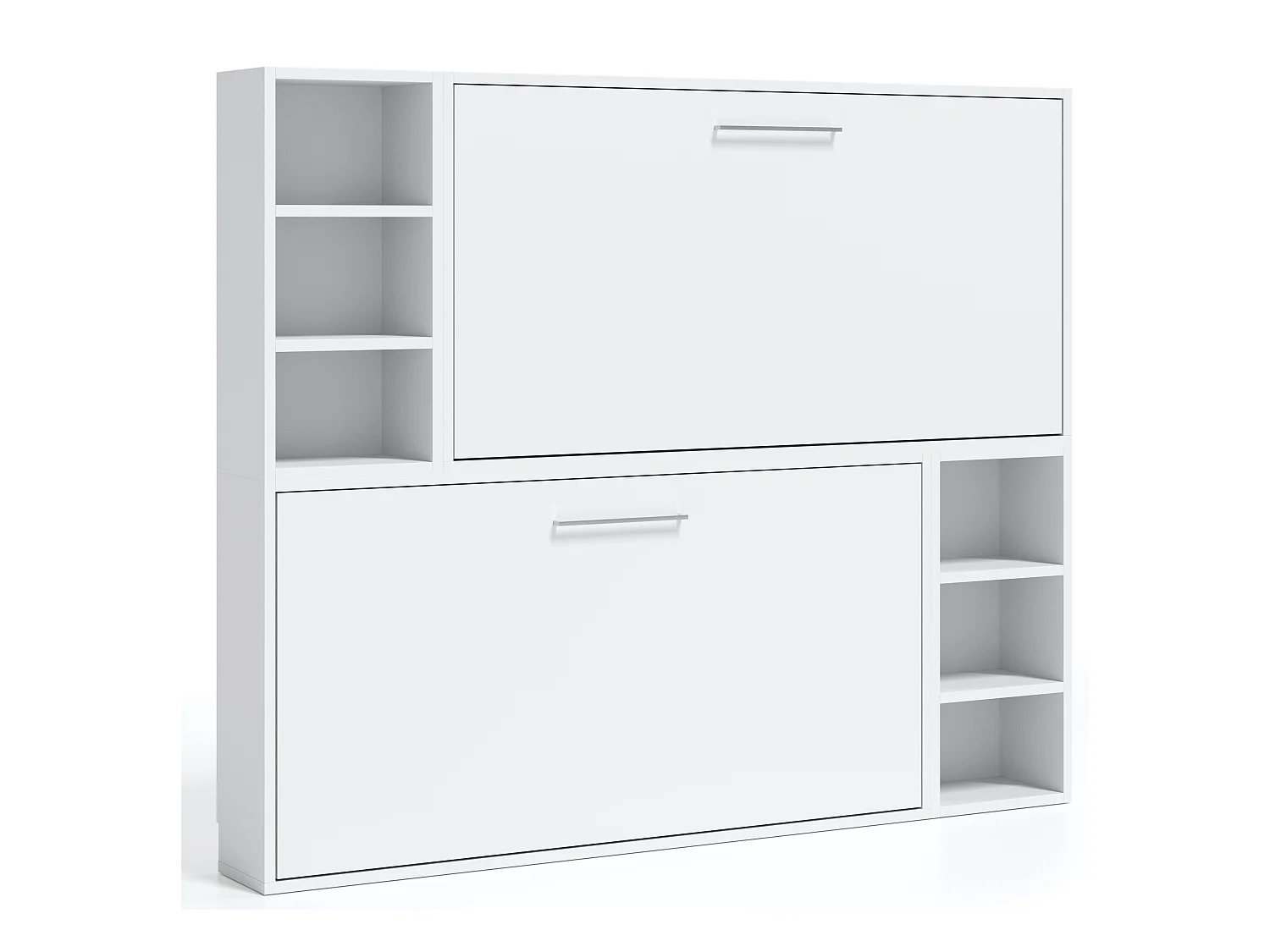 Horizontaal stapelbed voor 2 personen 80x200 met planken Binka-Zonder matras-Slapen 90x200cm-Bekisting Licht eiken-Facade Wit