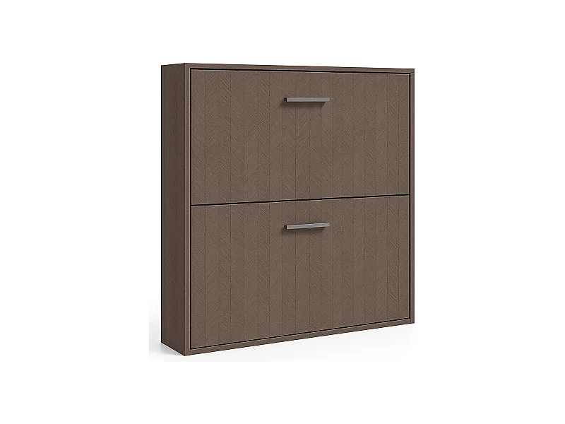 Lit escamotable superposé Sophia-90x180-Encadrement Chêne brun-Façade Chêne brun