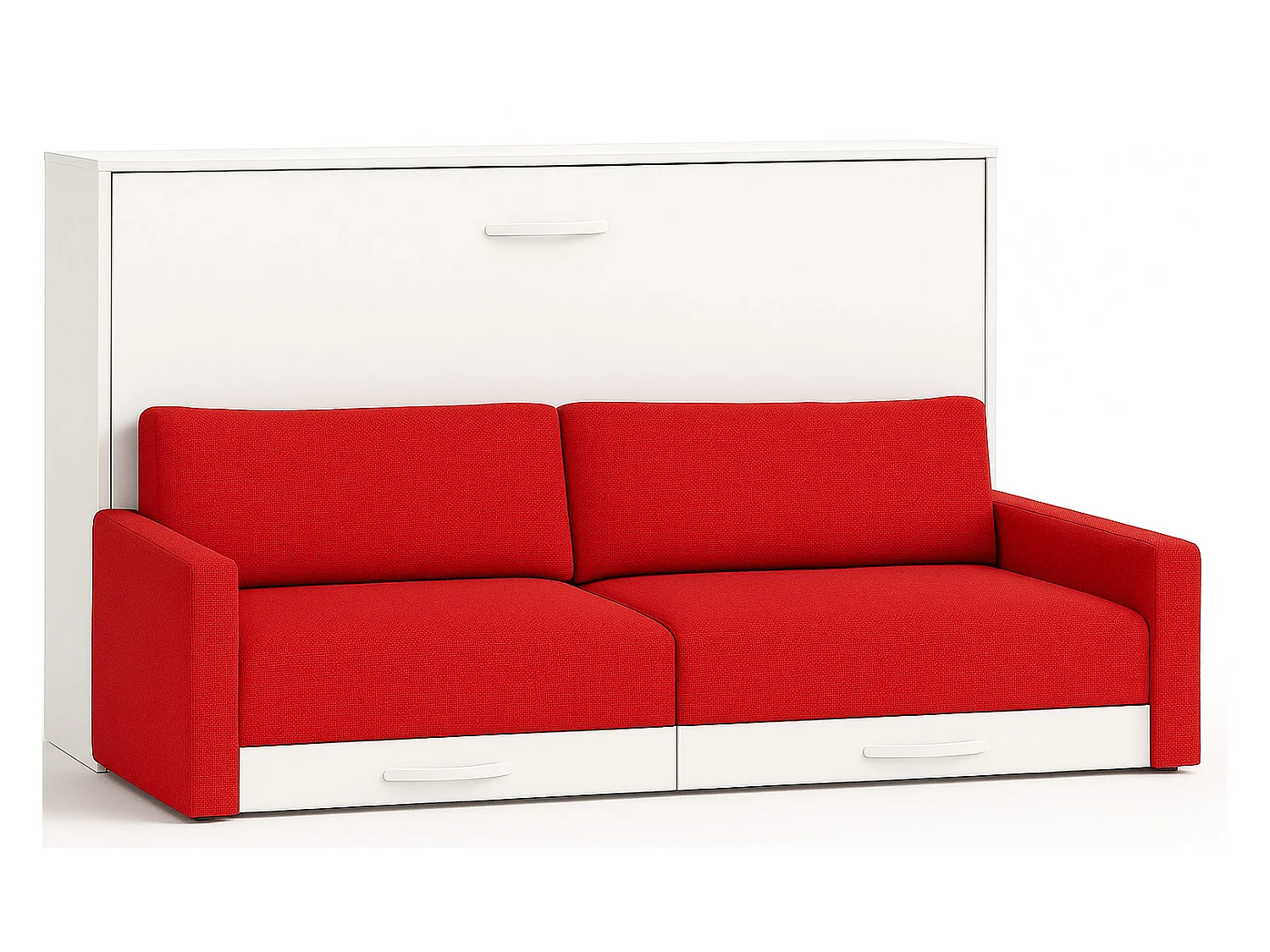 Lit escamotable horizontal avec canapé VETAL-120x200-Canapé Orange-Structure Blanche