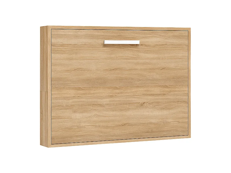 Lit escamotable horizontal OPTIMA-140x180-Cadre Chêne clair-Façade Chêne clair