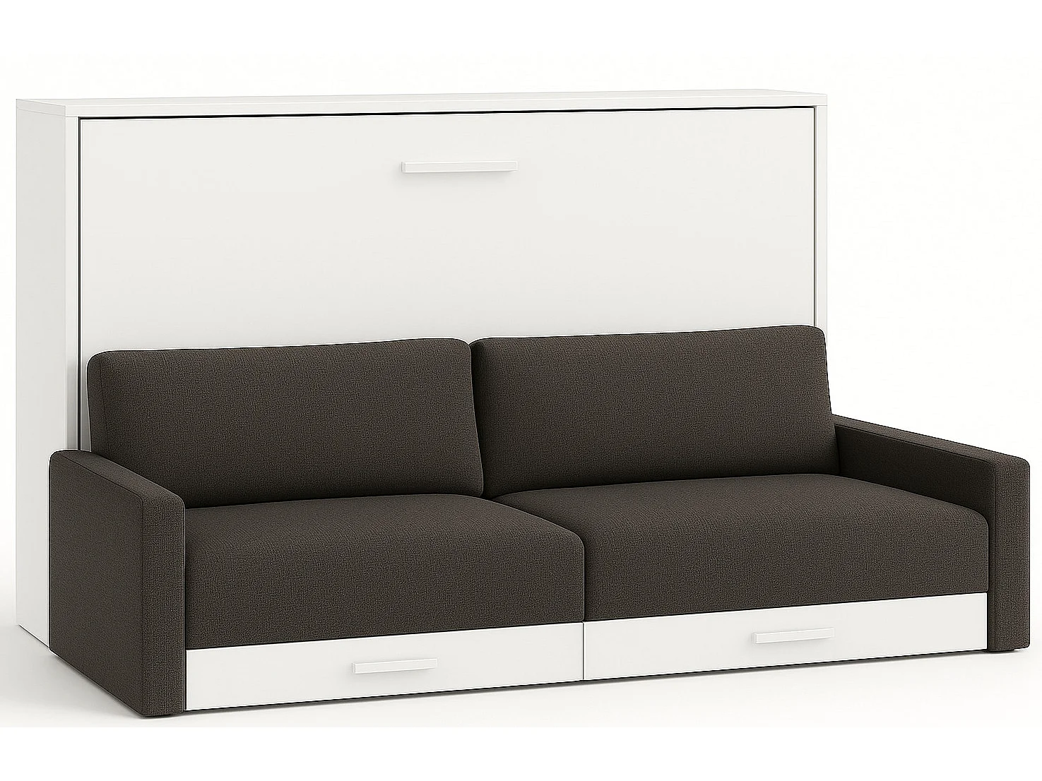 Lit escamotable horizontal avec canapé VETAL-120x200-Canapé Gris foncé-Structure Blanche