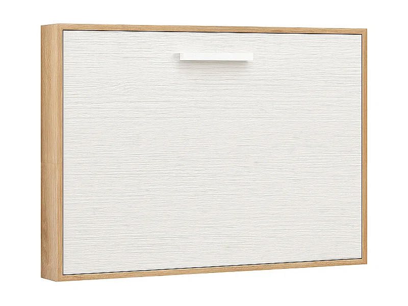 Lit escamotable horizontal OPTIMA-140x190-Cadre Chêne clair-Façade Chêne blanc