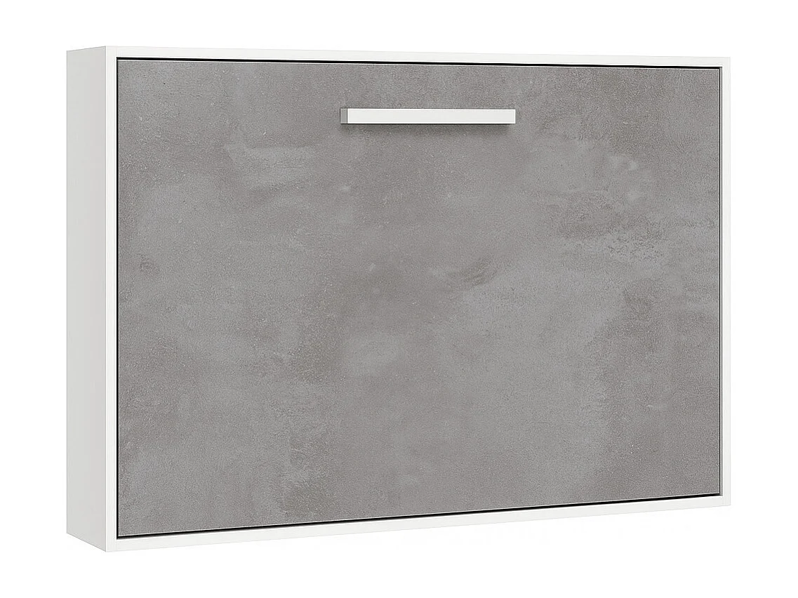 Lit escamotable horizontal OPTIMA-80x180-Cadre Blanc-Façade Gris ciment