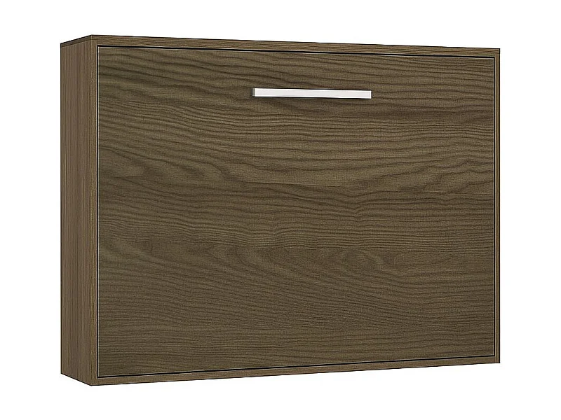 Lit escamotable horizontal OPTIMA-Avec matelas-140x190-Cadre Frêne-Façade Frêne