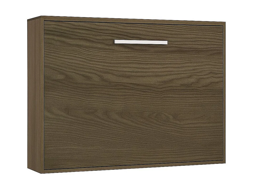 Lit escamotable horizontal OPTIMA-Avec matelas-140x190-Cadre Frêne-Façade Frêne