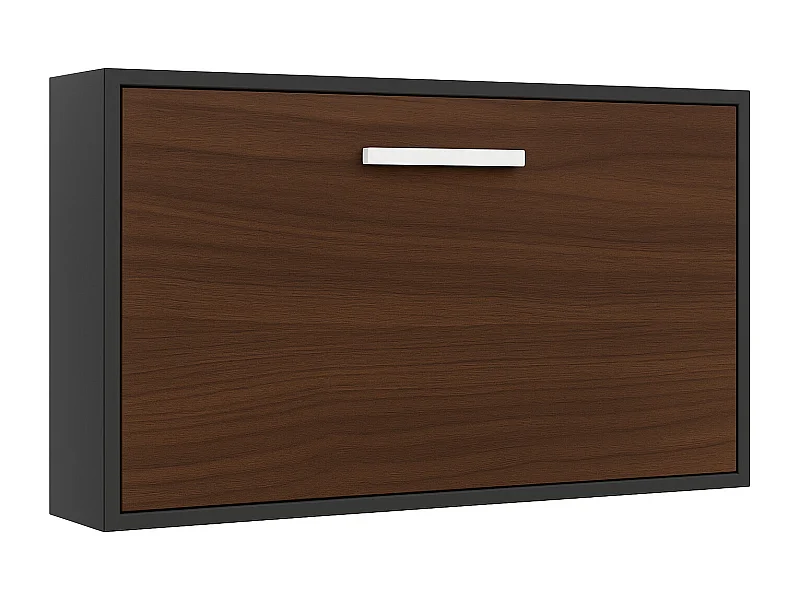 Cama abatible horizontal 140x190 Optima-Ropa de cama -Encofrado Gris antracita-Frente Nogal