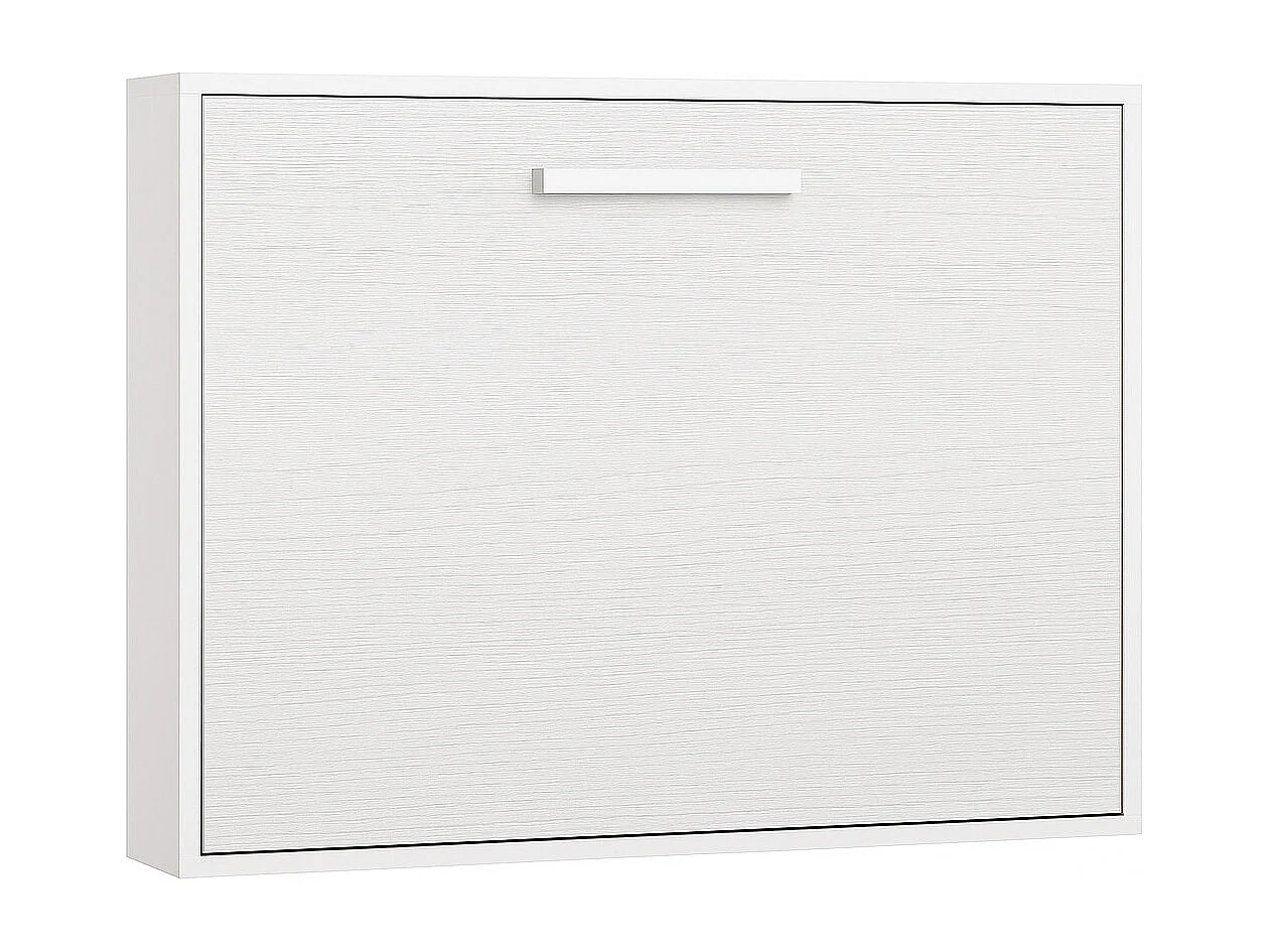 Lit escamotable horizontal OPTIMA-90x190-Cadre Chêne blanc-Façade Chêne blanc