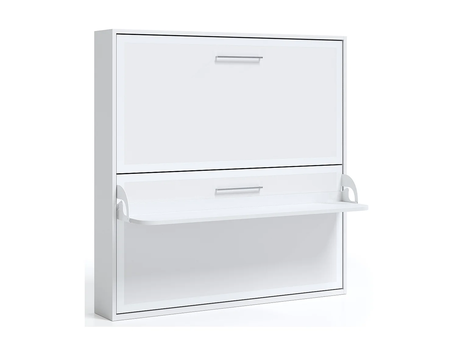 Lit escamotable horizontal superposé 90x190 STUDIO-2 matelas-Encadrement Blanc-Façade Anthracite