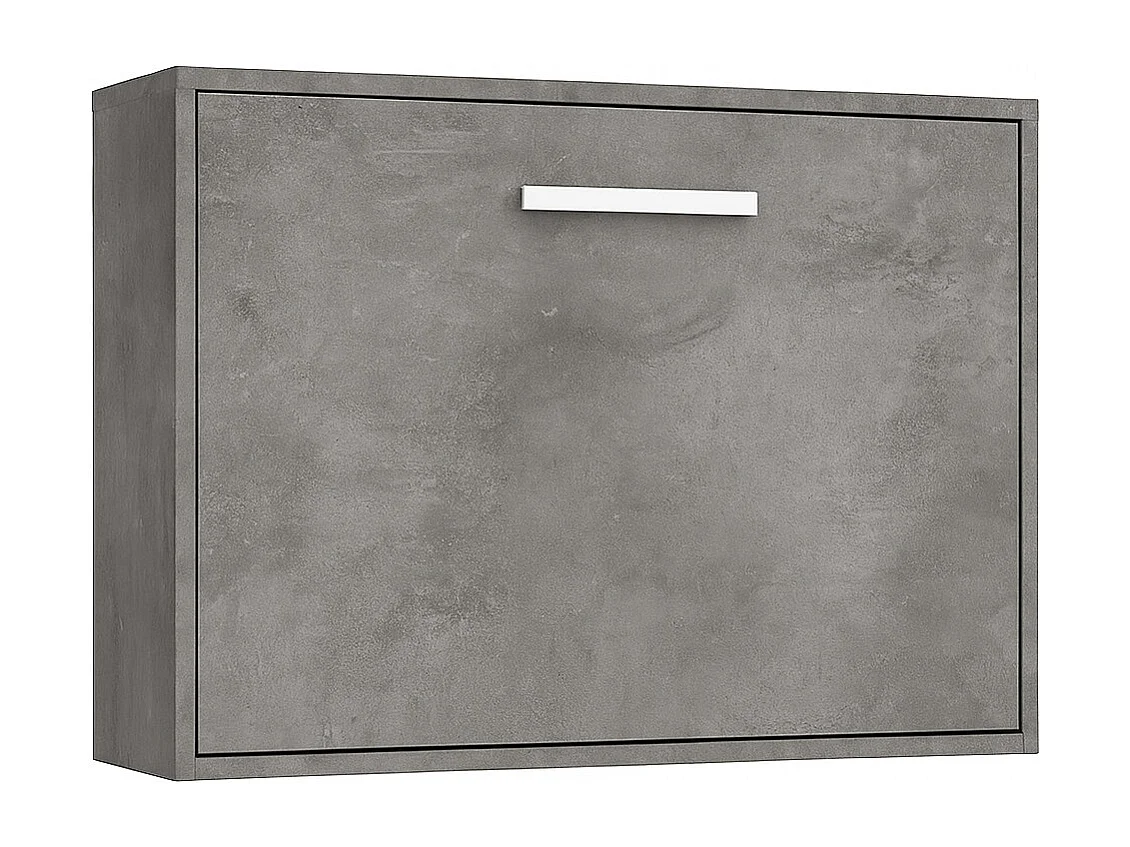 Lit escamotable horizontal OPTIMA-140x180-Cadre Gris ciment-Façade Gris ciment