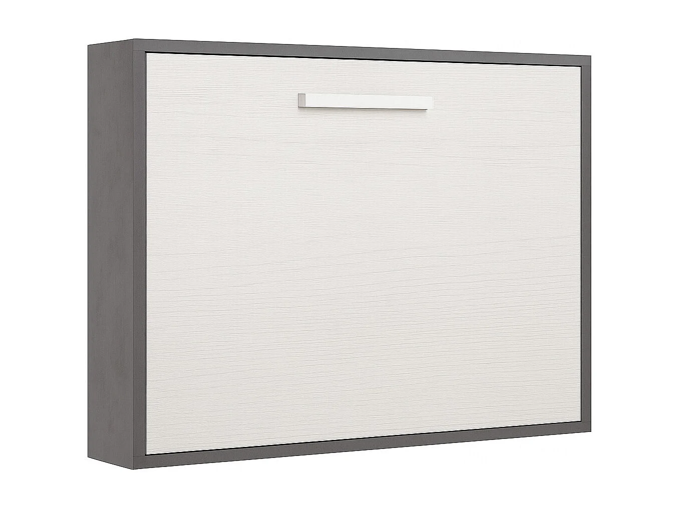 Lit escamotable horizontal OPTIMA-90x190-Cadre Anthracite-Façade Chêne blanc