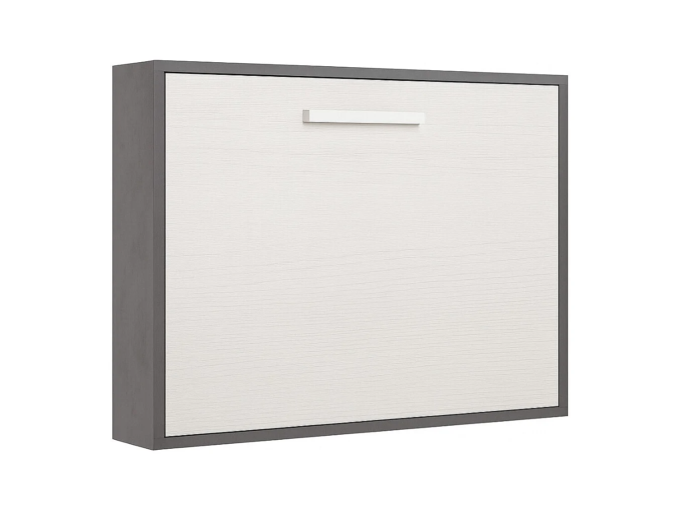 Lit escamotable horizontal OPTIMA-Avec matelas-160x200-Cadre Anthracite-Façade Chêne blanc
