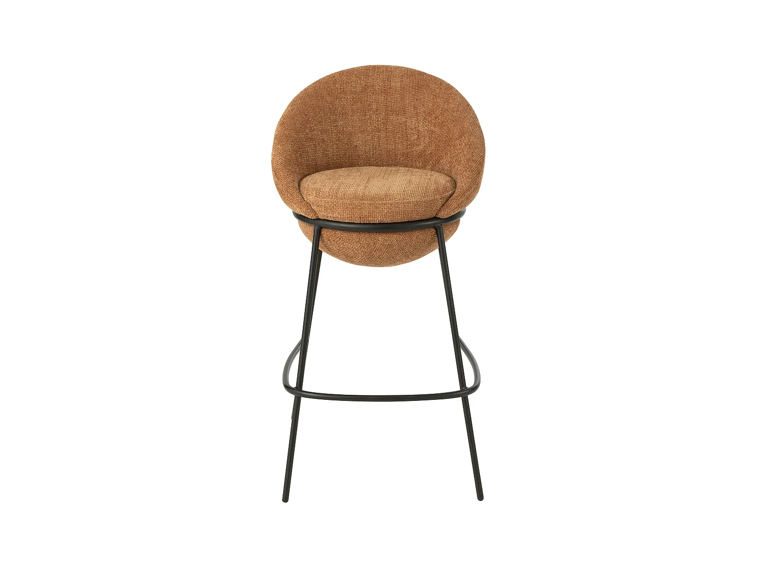 Juego de 2 taburetes de bar BOBBY de tela con estructura de metal negro – Altura del asiento 76 cm-Color Terracota