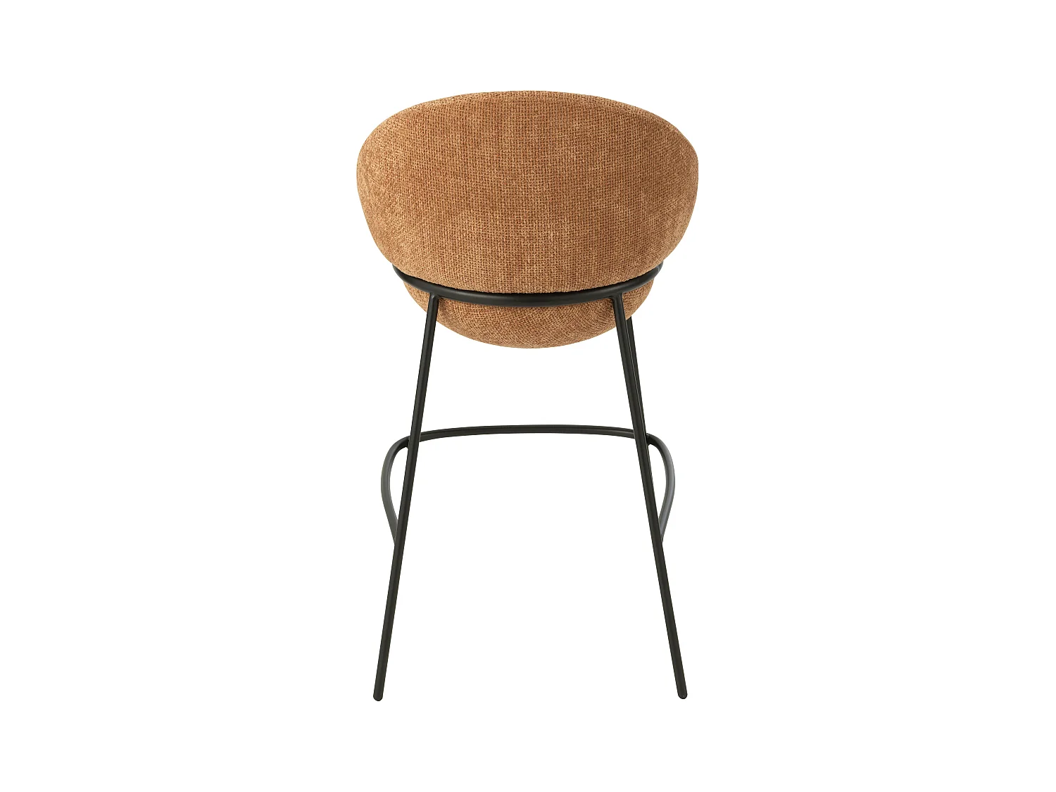 Juego de 2 taburetes de bar BOBBY de tela con estructura de metal negro – Altura del asiento 76 cm-Color Terracota