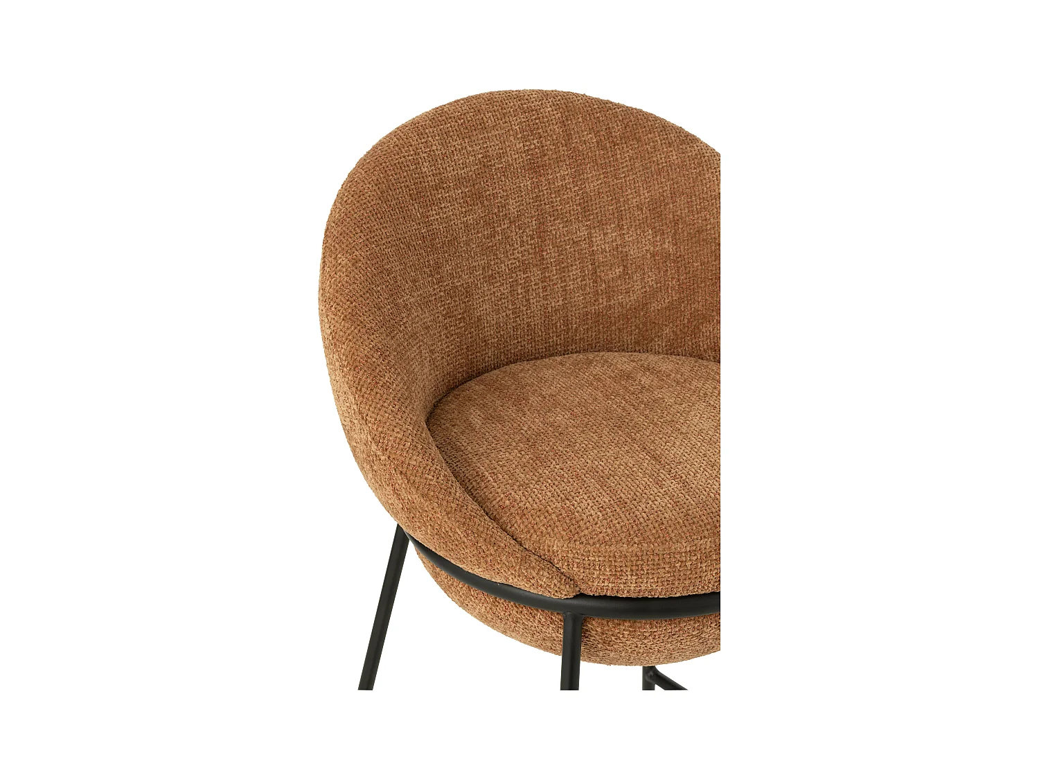 Juego de 2 taburetes de bar BOBBY de tela con estructura de metal negro – Altura del asiento 76 cm-Color Terracota