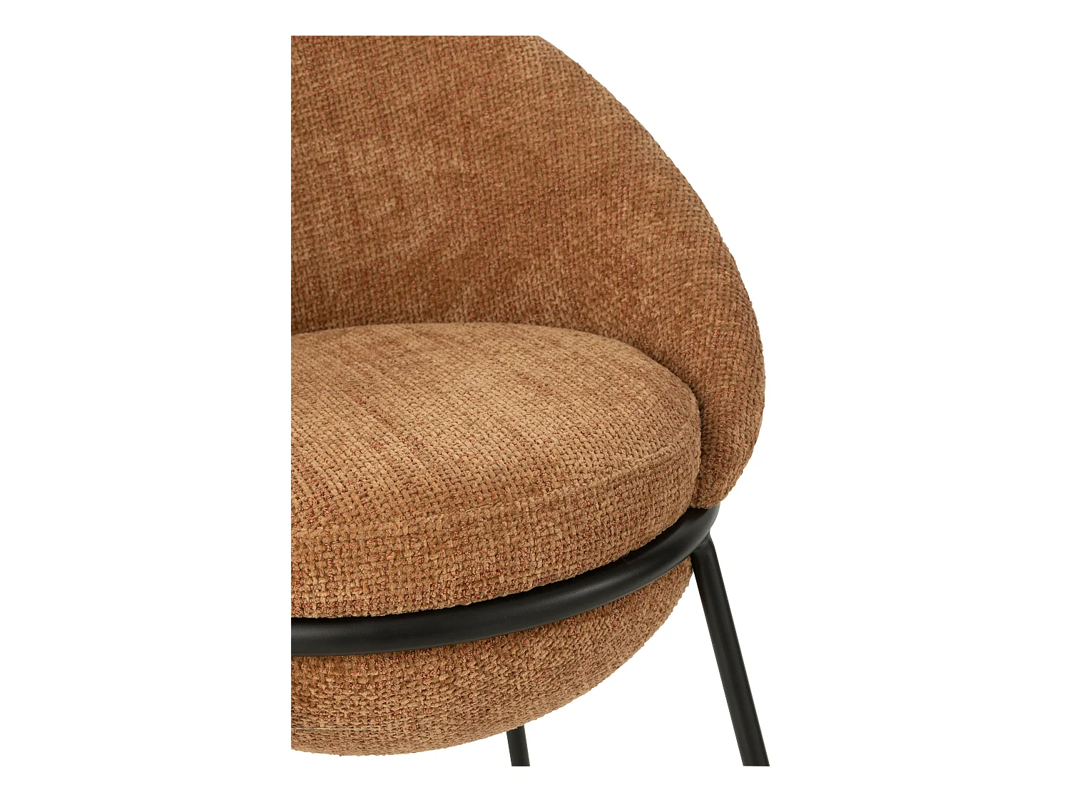 Juego de 2 taburetes de bar BOBBY de tela con estructura de metal negro – Altura del asiento 76 cm-Color Terracota